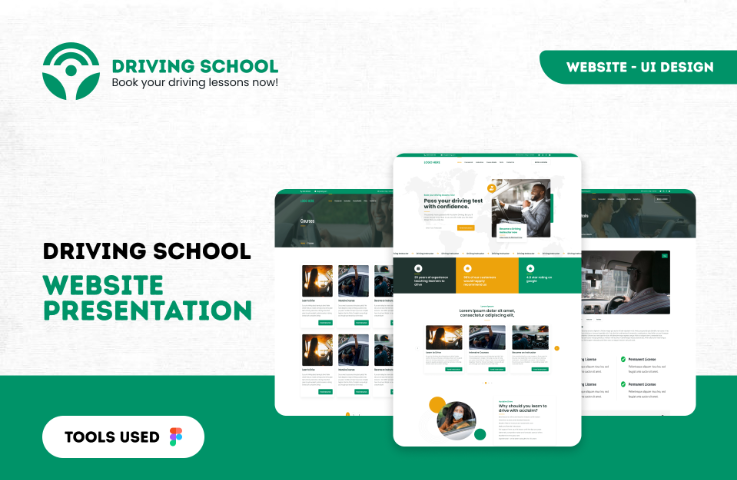 Driving School website UI presentation