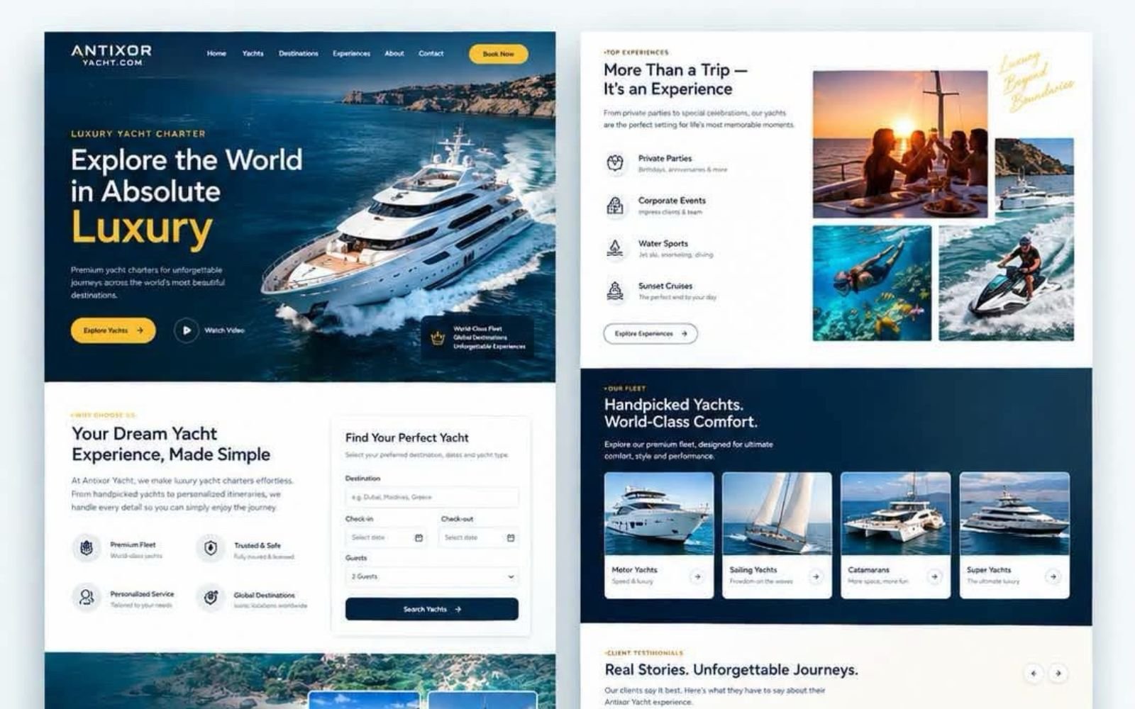 Antixor Yacht — Charter Website design preview