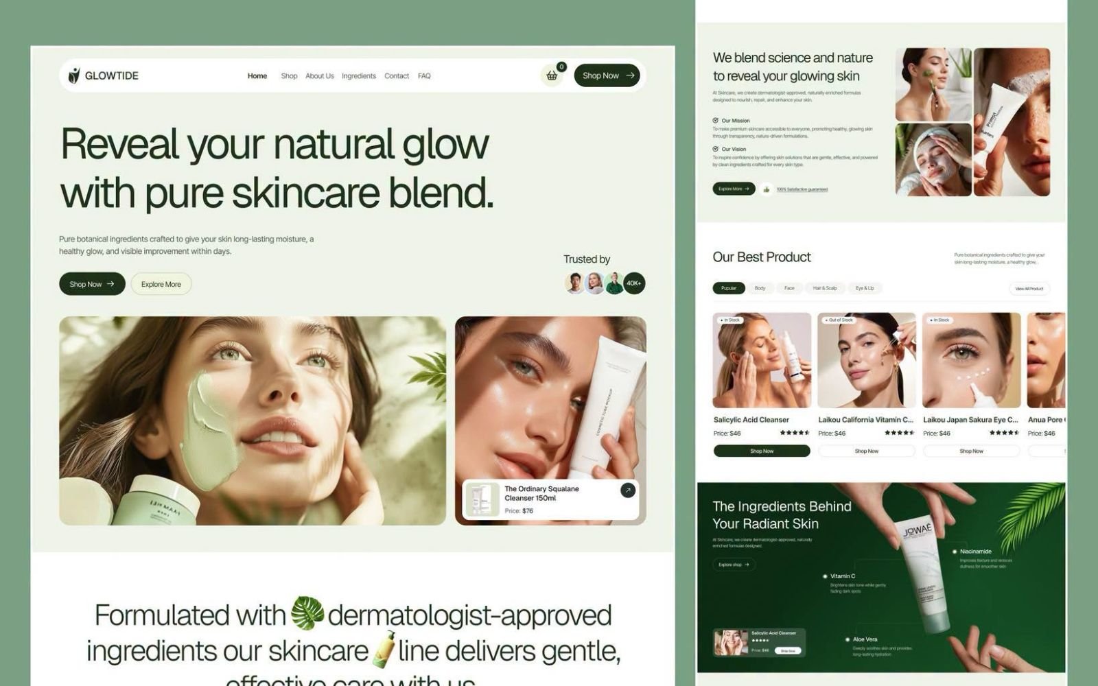 Glowtide — Skincare Website design preview