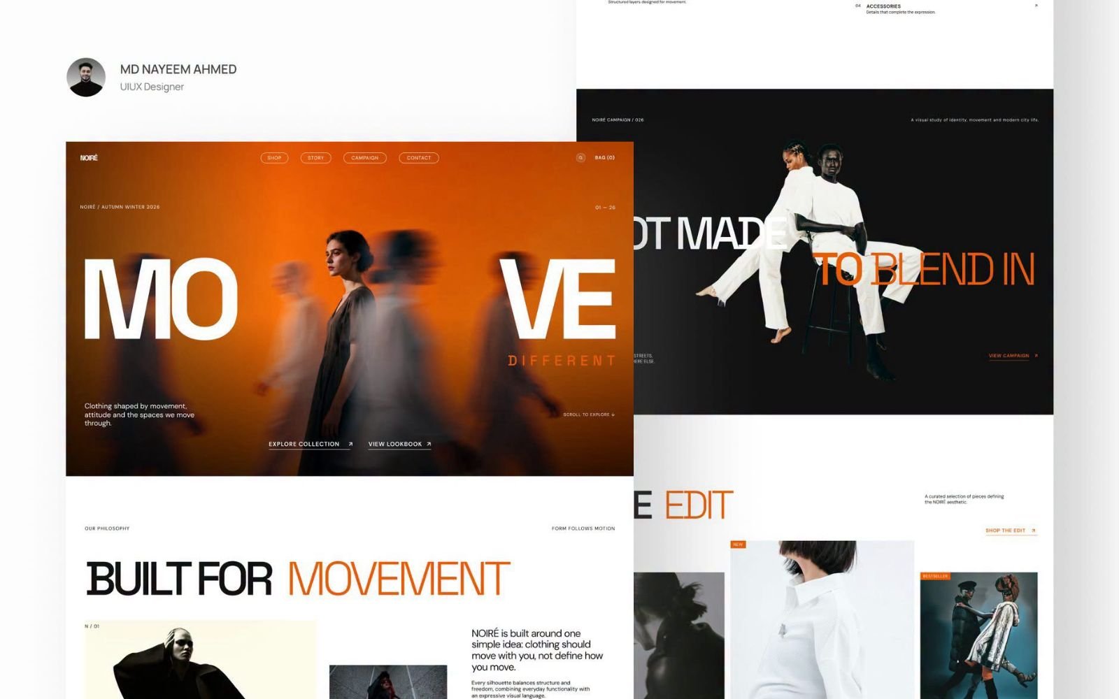 NOIRÉ — Fashion Campaign Website design preview