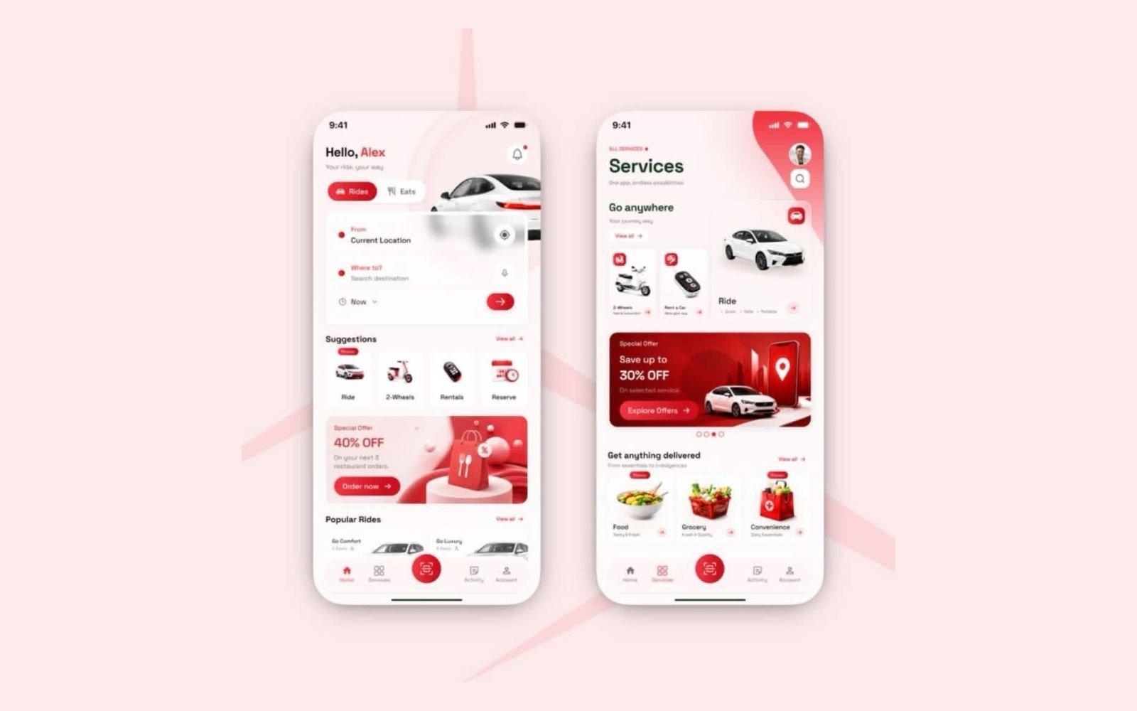 Ride & Services — Super App UI design preview