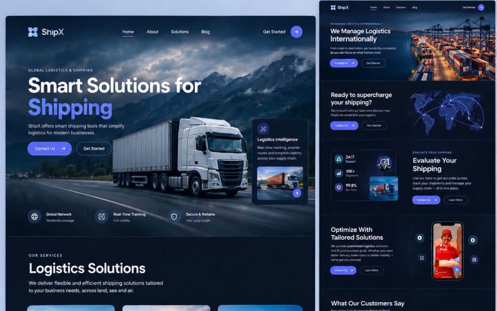 ShipX — Logistics Website design preview