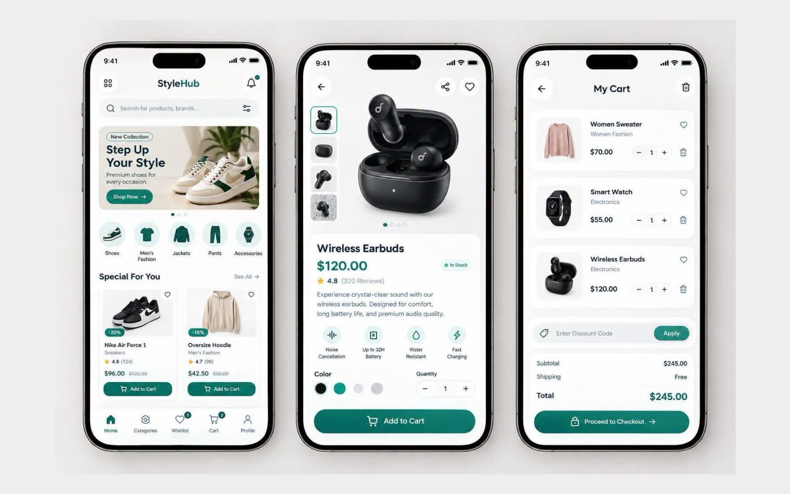 StyleHub — Shopping App UI design preview