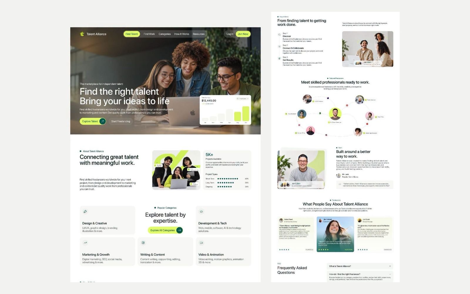 Talent Alliance — Freelance Marketplace design preview